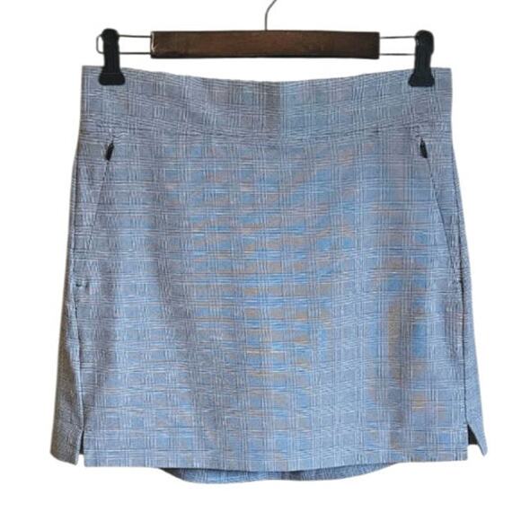 Athleta Plaid Soho Skort Grey Hidden Zippered Pockets Women's 6 - Picture 1 of 8